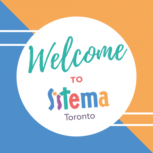 "Welcome to Sistema Toronto" on blue and orange background